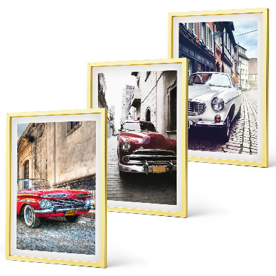 Lot de 3 tableaux pour salon Voitures classiques en ville