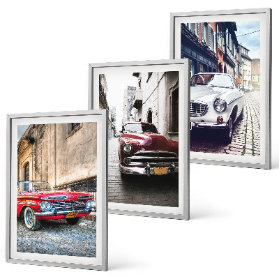 Lot de 3 tableaux pour salon Voitures classiques en ville