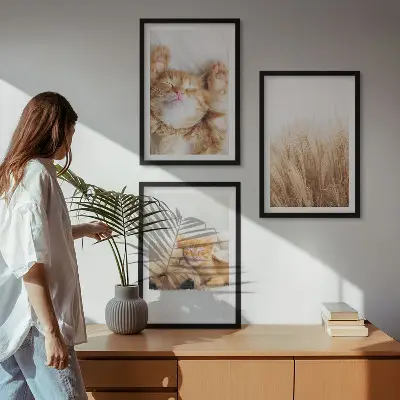Cadre photo mural avec motifs d'animaux mignons chiens et chats style bohème
