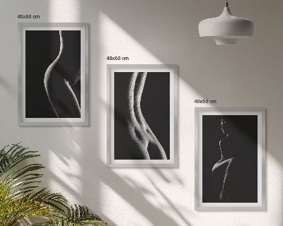 Lot de 3 tableaux pour salon Silhouettes féminines en noir et blanc