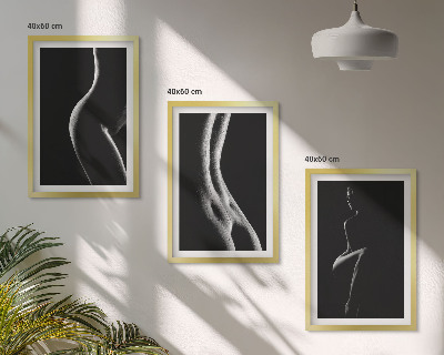 Lot de 3 tableaux pour salon Silhouettes féminines en noir et blanc