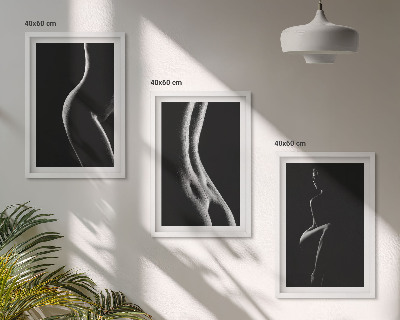 Lot de 3 tableaux pour salon Silhouettes féminines en noir et blanc