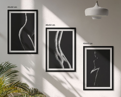 Lot de 3 tableaux pour salon Silhouettes féminines en noir et blanc