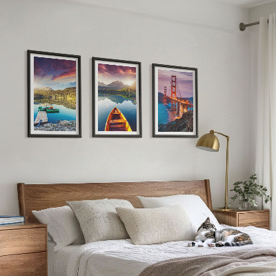 Cadre photo mural Vues sur les montagnes, le lac et les ponts