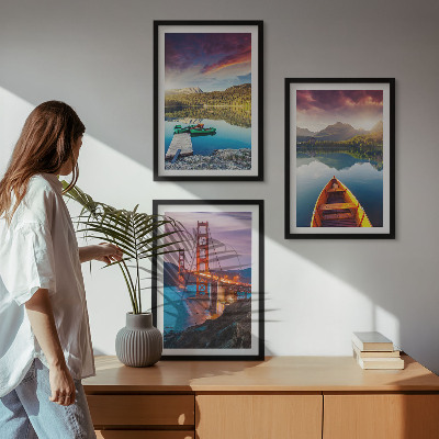 Cadre photo mural Vues sur les montagnes, le lac et les ponts