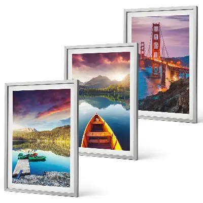 Cadre photo mural avec motif de montagnes, lac et ponts