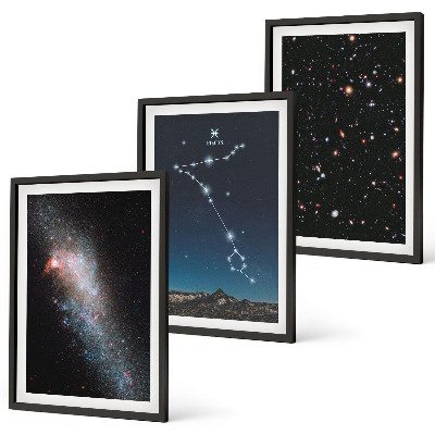Lot de 3 tableaux pour salon Les paysages cosmiques de la galaxie des Poissons