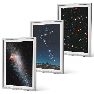 Lot de 3 tableaux pour salon Les paysages cosmiques de la galaxie des Poissons