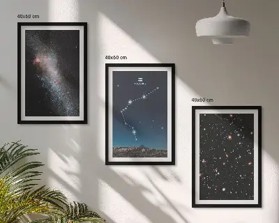 Cadre photo mural motif Espace galactique Verseau