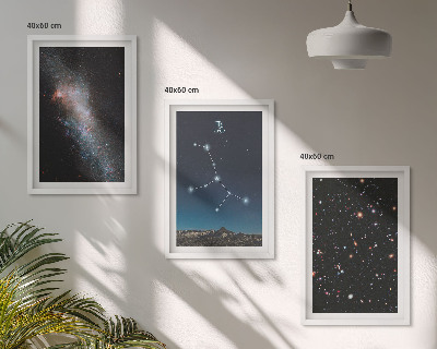Lot de 3 tableaux pour salon Galaxie de la constellation de la Vierge