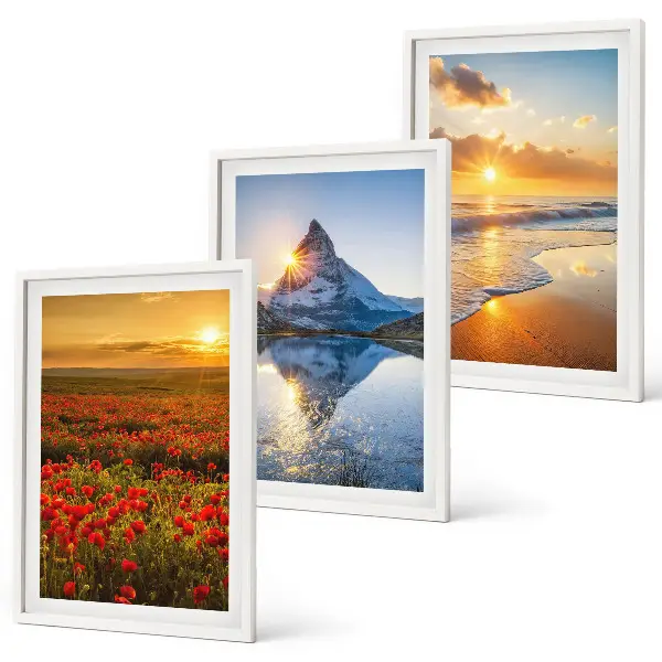 Lot de 3 tableaux pour salon représentant des paysages de montagnes et de mers dans l'ouest