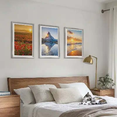 Lot de 3 tableaux pour salon représentant des paysages de montagnes et de mers dans l'ouest