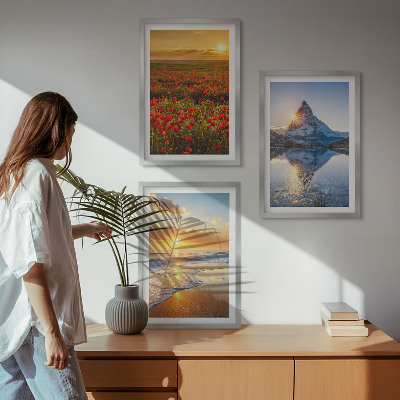 Lot de 3 tableaux pour salon Paysages de montagnes et de mers dans l'ouest