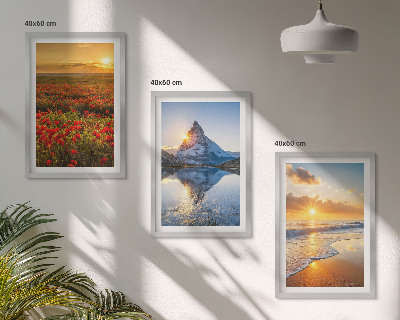 Lot de 3 tableaux pour salon Paysages de montagnes et de mers dans l'ouest
