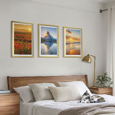 Lot de 3 tableaux pour salon Paysages de montagnes et de mers dans l'ouest