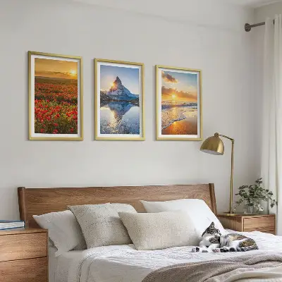 Lot de 3 tableaux pour salon représentant des paysages de montagnes et de mers dans l'ouest