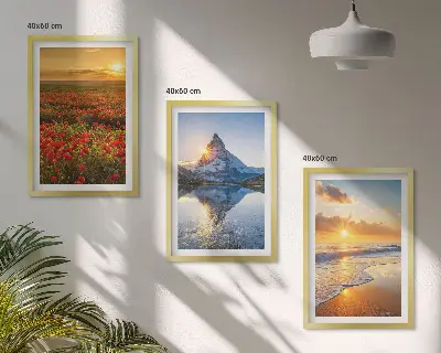Lot de 3 tableaux pour salon représentant des paysages de montagnes et de mers dans l'ouest