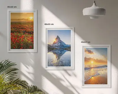 Lot de 3 tableaux pour salon représentant des paysages de montagnes et de mers dans l'ouest