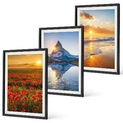 Lot de 3 tableaux pour salon représentant des paysages de montagnes et de mers dans l'ouest