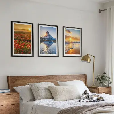 Lot de 3 tableaux pour salon représentant des paysages de montagnes et de mers dans l'ouest