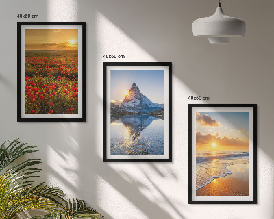 Lot de 3 tableaux pour salon Paysages de montagnes et de mers dans l'ouest