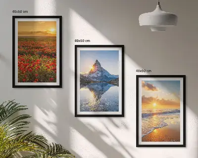 Lot de 3 tableaux pour salon représentant des paysages de montagnes et de mers dans l'ouest