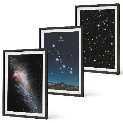 Lot de 3 tableaux pour salon représentant des paysages cosmiques de l'étoile du Taureau