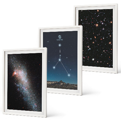 Lot de 3 tableaux pour salon Constellation galactique spatiale Cancer