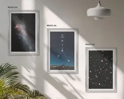 Lot de 3 tableaux pour salon motif constellation galactique spatiale Cancer