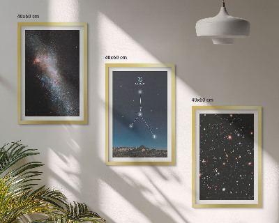 Lot de 3 tableaux pour salon Constellation galactique spatiale Cancer