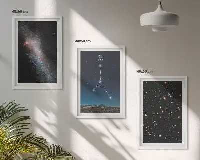 Lot de 3 tableaux pour salon motif constellation galactique spatiale Cancer