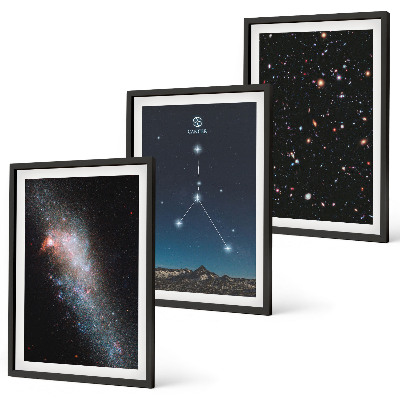 Lot de 3 tableaux pour salon Constellation galactique spatiale Cancer