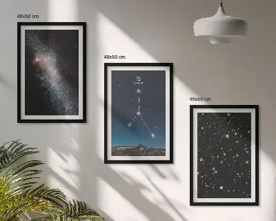 Lot de 3 tableaux pour salon motif constellation galactique spatiale Cancer