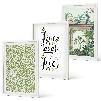 Lot de 3 tableaux pour salon Architecture des feuilles vertes des plantes