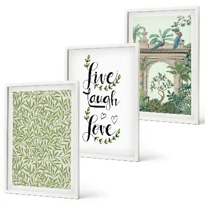 Lot de 3 tableaux pour salon motif architecture de feuilles de plantes vertes