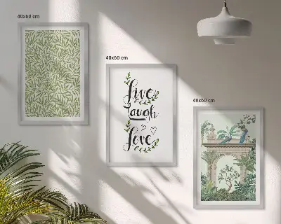 Lot de 3 tableaux pour salon motif architecture de feuilles de plantes vertes