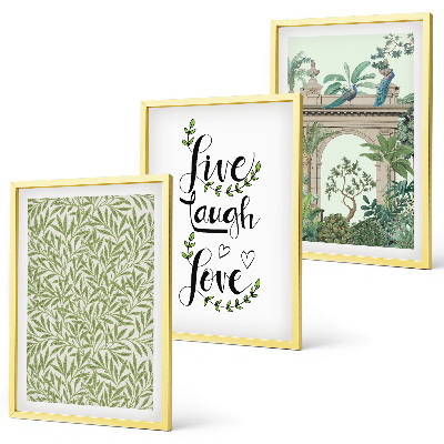 Lot de 3 tableaux pour salon Architecture des feuilles vertes des plantes