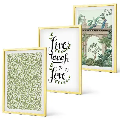 Lot de 3 tableaux pour salon motif architecture de feuilles de plantes vertes