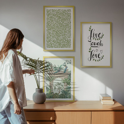 Lot de 3 tableaux pour salon Architecture des feuilles vertes des plantes