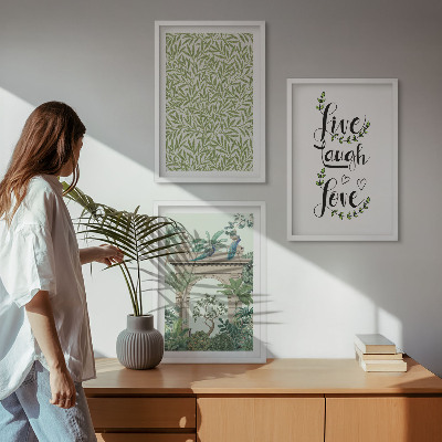 Lot de 3 tableaux pour salon Architecture des feuilles vertes des plantes