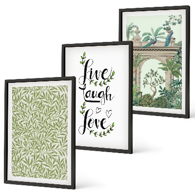 Lot de 3 tableaux pour salon Architecture des feuilles vertes des plantes