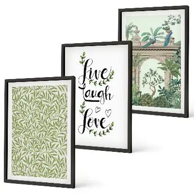 Lot de 3 tableaux pour salon motif architecture de feuilles de plantes vertes