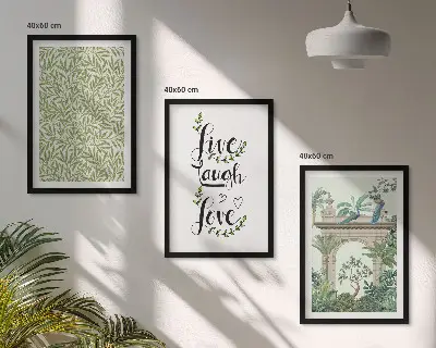 Lot de 3 tableaux pour salon motif architecture de feuilles de plantes vertes