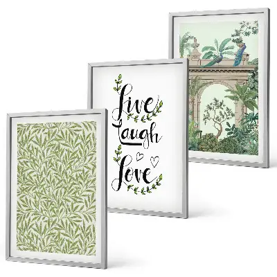 Lot de 3 tableaux pour salon motif architecture de feuilles de plantes vertes