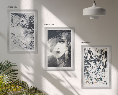 Lot de 3 tableaux pour salon Motifs abstraits en noir et blanc