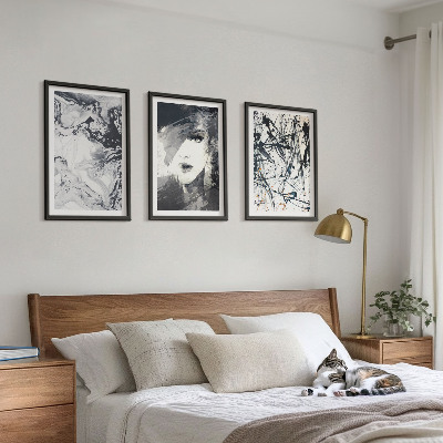 Lot de 3 tableaux pour salon Motifs abstraits en noir et blanc