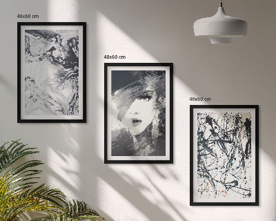 Lot de 3 tableaux pour salon Motifs abstraits en noir et blanc