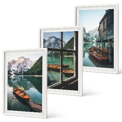 Cadre photo mural Maison de bateaux du lac de montagne