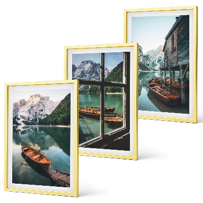 Cadre photo mural Maison de bateaux du lac de montagne