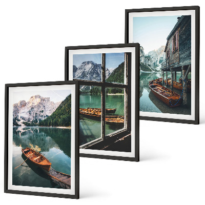 Cadre photo mural Maison de bateaux du lac de montagne